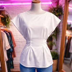 NWT Vintage Honors for Target White Pleated Waist Blouse